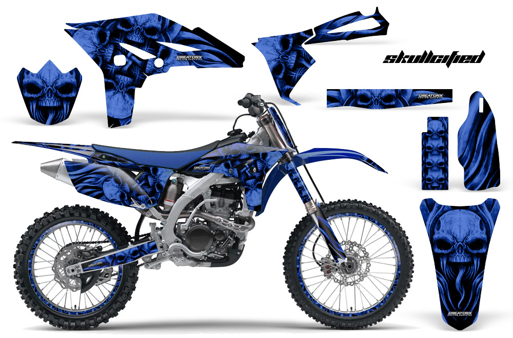 Yamaha YZ250F 2010-2012 Graphics Kit Skullcified Blue Flat Blue NP Rims